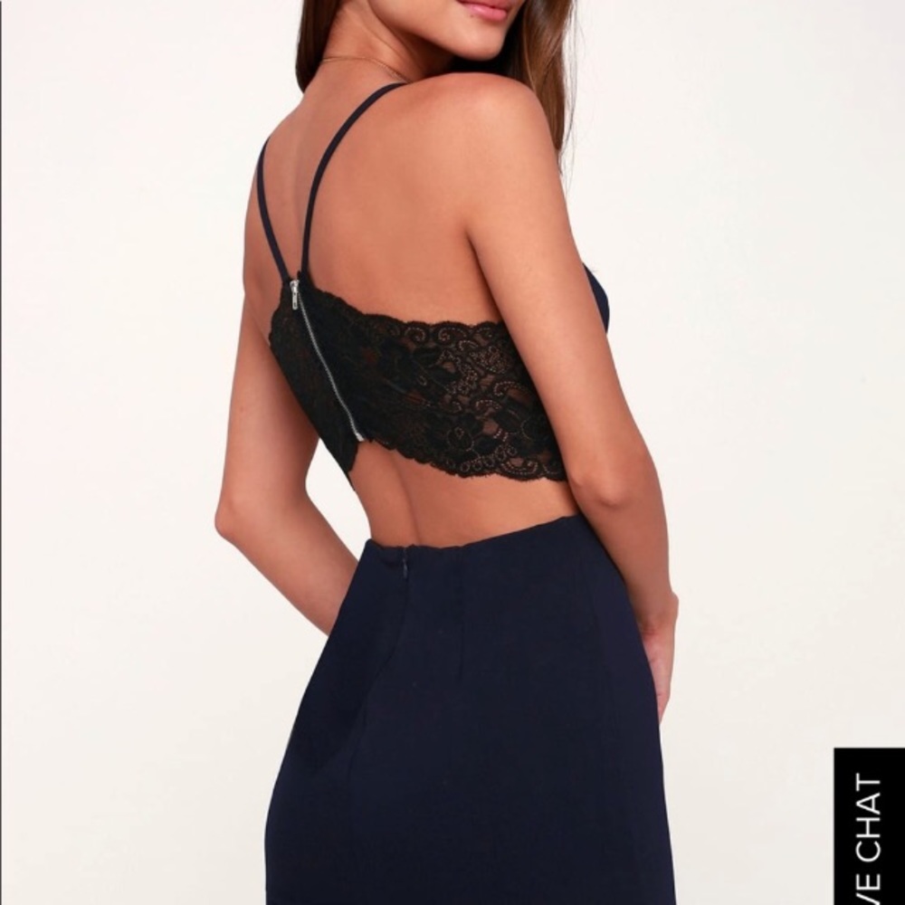 Lulus blue lace cutout dress